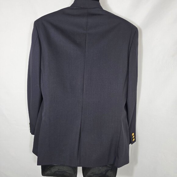 Marks & Spencer Mens Double Breasted Wool Blazer Sz 40S Navy Blue Gold Buttons - Picture 3 of 11